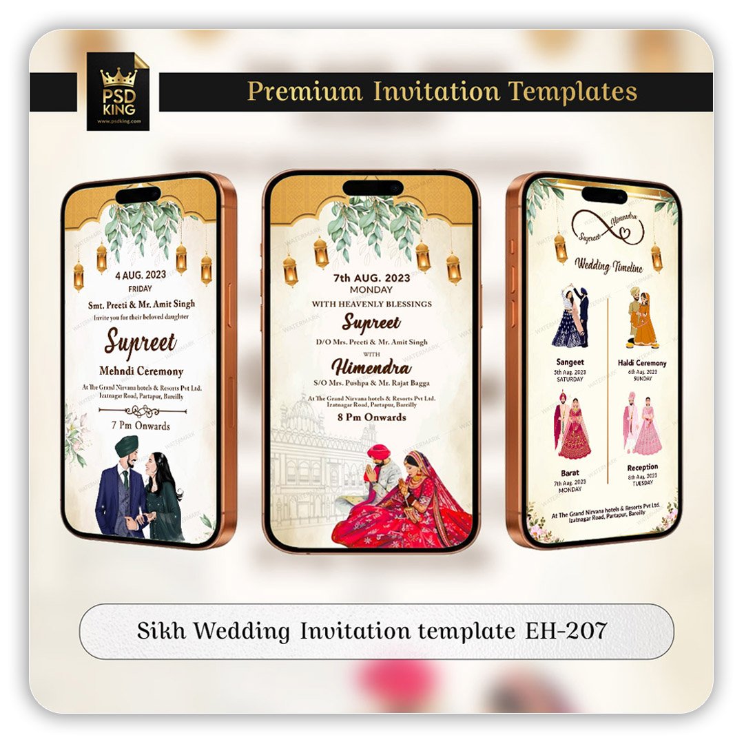 Sikh Wedding Invitation template EH-207