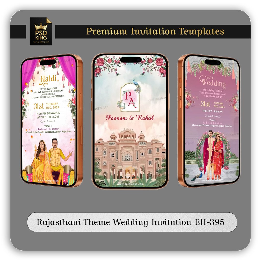 Rajasthani Theme Wedding Invitation EH-395