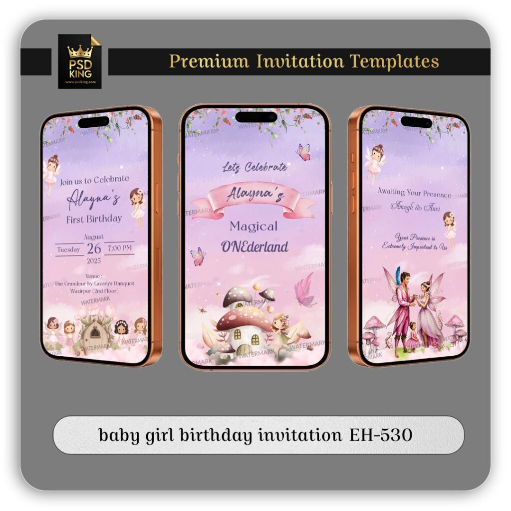 baby girl birthday invitation EH-530